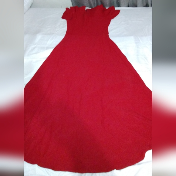NWT! Red Holiday Fit & Flare Long Dress. - Picture 7 of 7